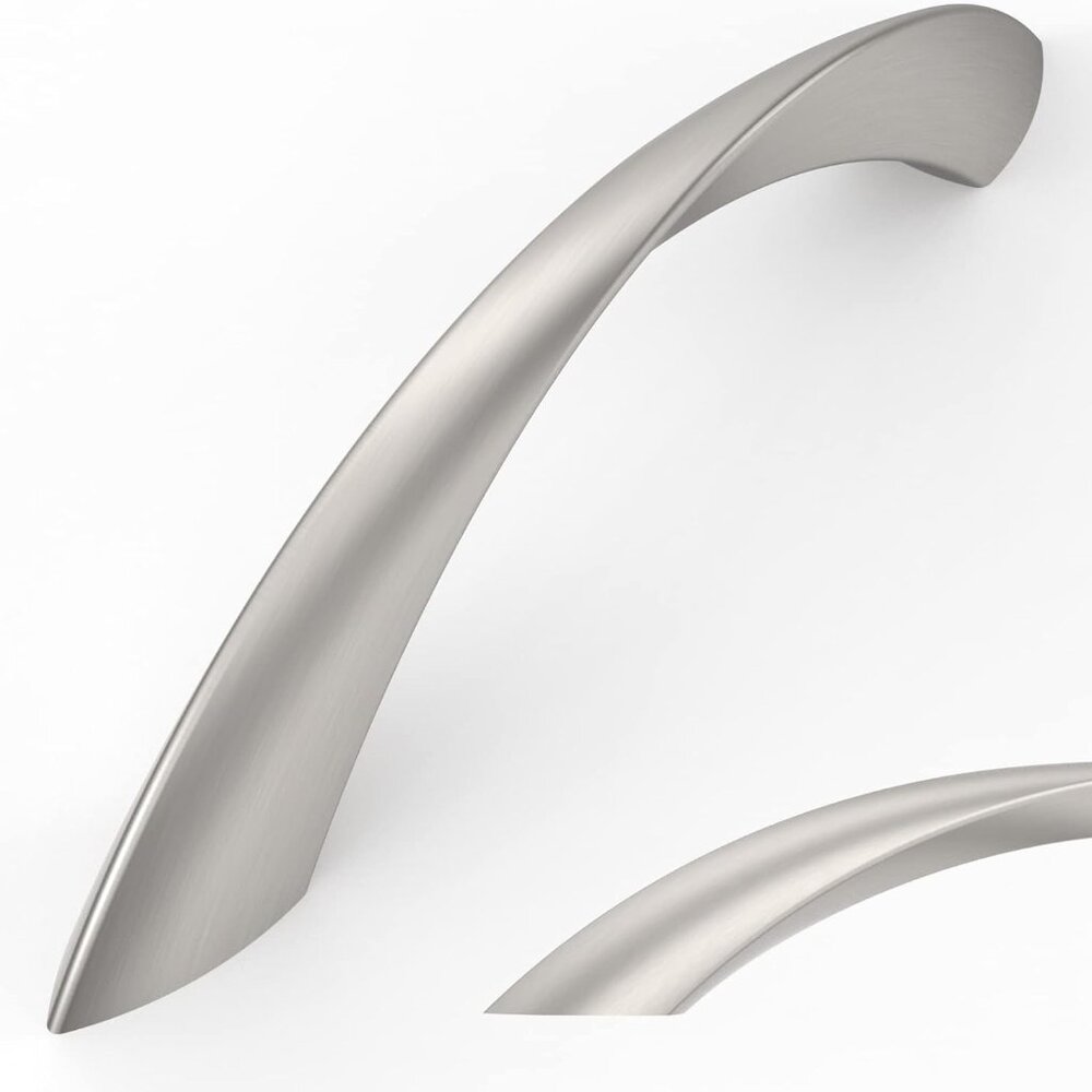 NWT 10 Pk Brushed Satin Nickel Arch Twist Cabinet Pulls 3.75 Inch Hole Centers